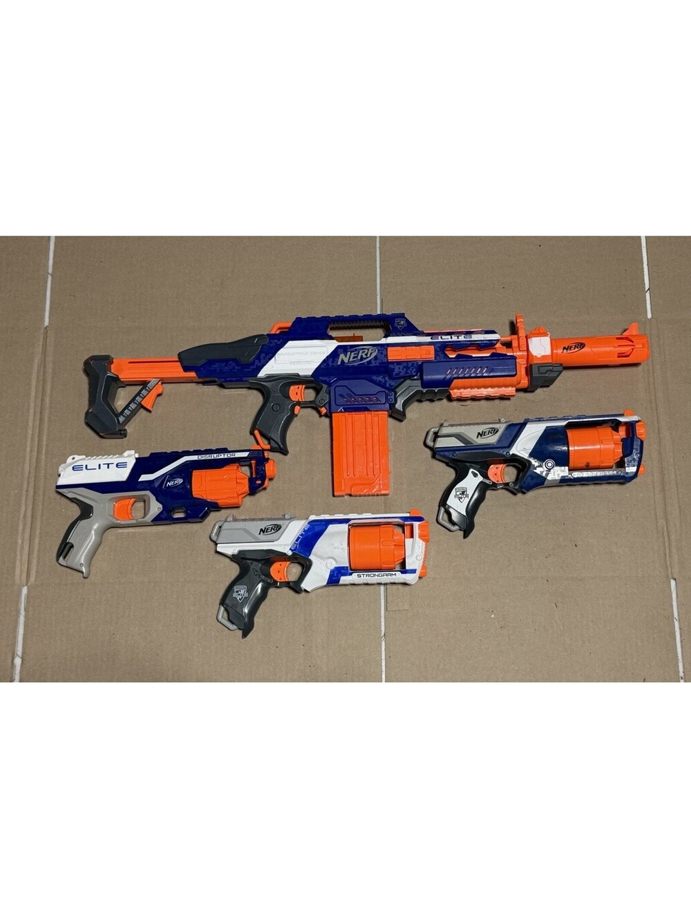 Lot Of 4 Nerf N-Strike Elite Retaliator Blue Blaster Working Disruptor Strongarm